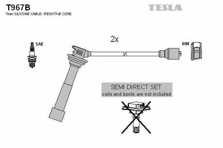 Комплект высоковольтных проводов TESLA T967B (фото 1)