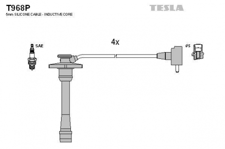 Комплект высоковольтных проводов TESLA T968P (фото 1)