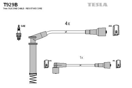 Кабель запалювання, к-кт Opel Calibra, Vectra 88-95 1,8; 2,0 TESLA T929B