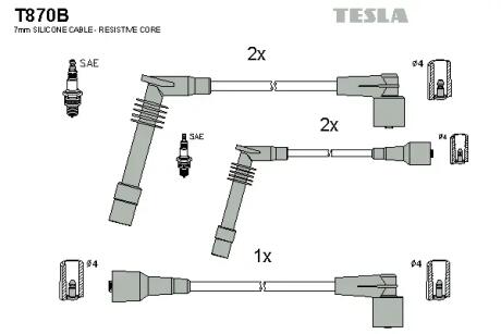 Кабель запалювання, к-кт Opel Calibra, Vectra 88-00 1,6; 1,8; 2,0 TESLA T870B