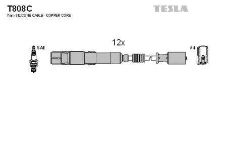 Кабель запалювання, к-кт Mersedes, Chrysler 96-2,4; 2,6; 3,2; 3,7 TESLA T808C