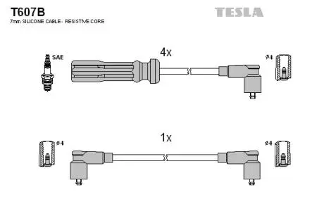 Комплект високовольтних проводів TESLA T607B