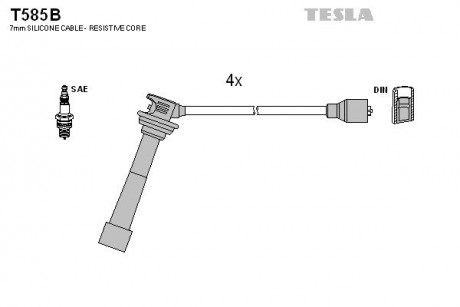 Комплект высоковольтных проводов TESLA T585B