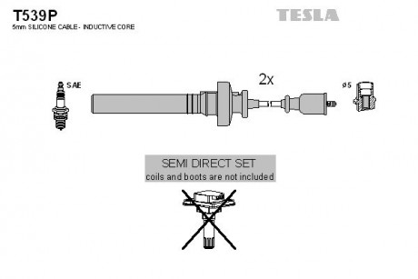 Кабель зажигания, к-кт Mitsubishi 96-1,3; 1,6 TESLA T539P