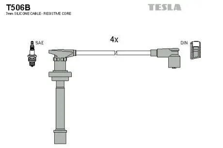 Кабель зажигания, к-кт Nissan Almera, Primera 96-2,0 TESLA T506B