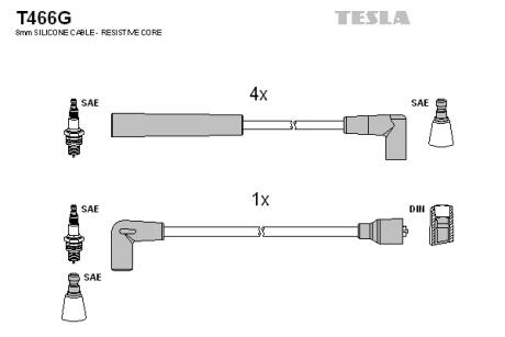 Кабель запалювання, к-кт Ford Orion, Scorpio, Sierra 82-93 1,4; 1,8; 2,0 TESLA T466G