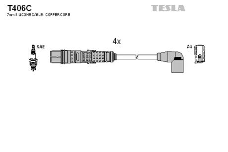 Комплект високовольтних проводів TESLA T406C