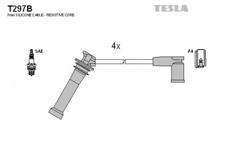 Кабель зажигания, к-кт Mazda 6 02-1,8; 2,0; 2,3 TESLA T297B