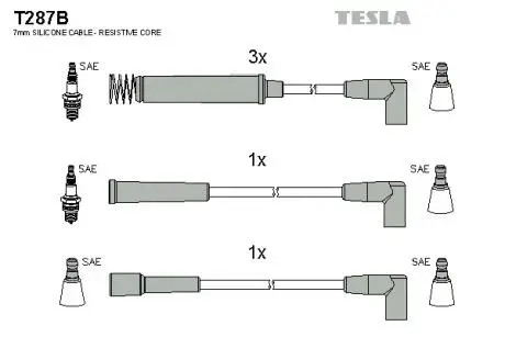 Кабель зажигания, к-кт Opel Vectra 88-95 1,6 TESLA T287B