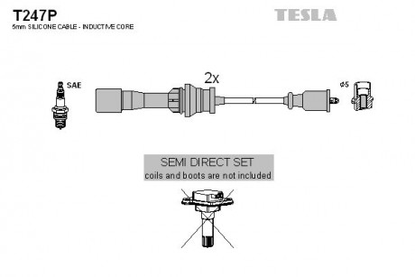 Кабель зажигания, к-кт Mazda 323 98-04 1,5; 1,6 TESLA T247P (фото 1)