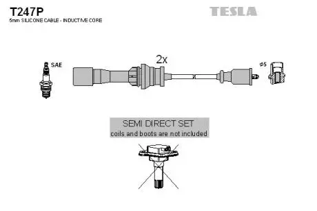Кабель запалювання, к-кт Mazda 323 98-04 1,5; 1,6 TESLA T247P
