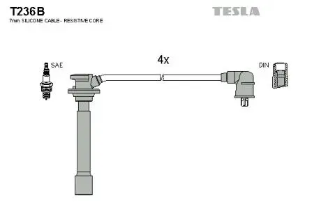 Кабель зажигания, к-кт Kia 00- 1,4; 1,5; 1,6 TESLA T236B