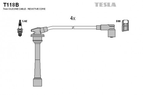 Кабель зажигания, к-кт HY Accent 95-02 1,4-1,6 TESLA T118B