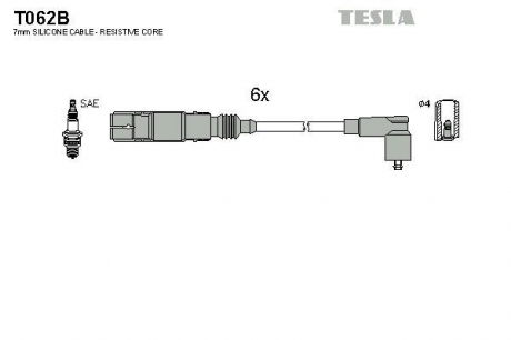 Кабель зажигания, к-кт Аналог TES T823 Ford Galaxy 2,8 96-00, VW 2,8 VR6 92-00 TESLA T062B