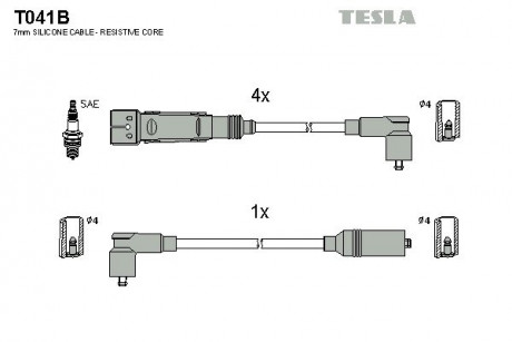 Кабель зажигания, к-кт Skoda Octavia 96-00 1,6 AEE TESLA T041B (фото 1)