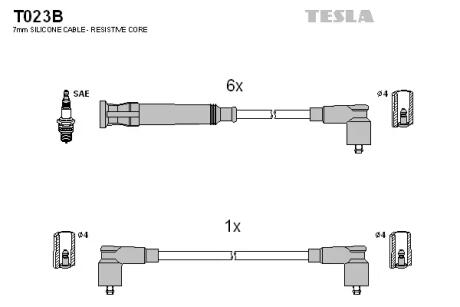 Кабель зажигания, к-кт BMW E21, E30, E28 77-87 2,0; 2,3 TESLA T023B
