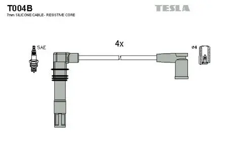 Кабель зажигания, к-кт VAG 00- 1,4; 1,6 TESLA T004B