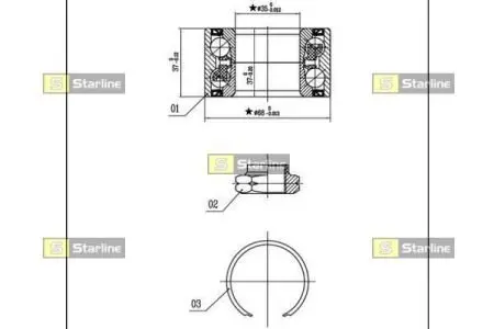 Подшипники ступицы колеса STARLINE LO 01410 (фото 1)
