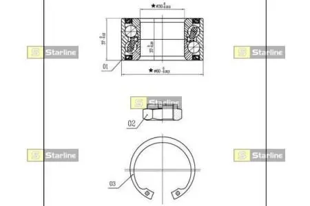 Подшипники ступицы колеса STARLINE LO 01307
