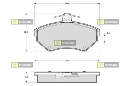 Тормозные колодки. к-кт. STARLINE BD S297