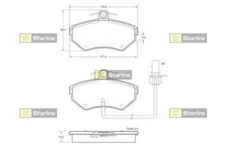 Тормозные колодки. к-кт. STARLINE BD S144