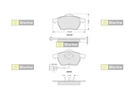 Тормозные колодки. к-кт. STARLINE BD S109