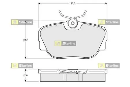Тормозные колодки. к-кт. Starline STARLINE BD S102
