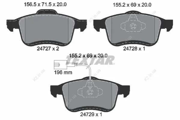 Тормозные колодки. к-кт. Textar TEXTAR 2472701 (фото 1)