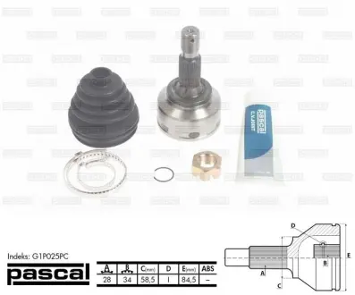 Шарнир приводного вала PASCAL G1P025PC