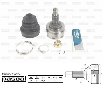 Шарнір прівідного валу PASCAL G18029PC