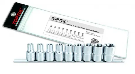 Набір головок TORX 1/2" E10-E24 9од.(зірка Давида) (TOPTUL) Toptul GAAG0901