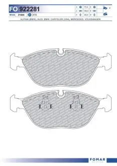 Колодки тормозные дисковые FOMAR FO 922281