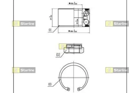 Подшипники ступицы колеса STARLINE LO 01306