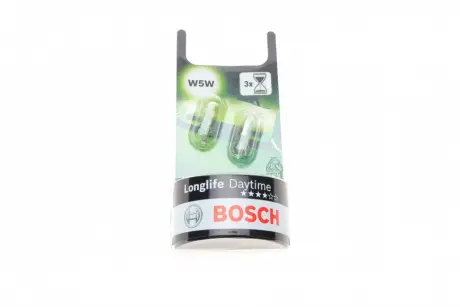 Автолампа Longlife Daytime W5W W2,1x9,5d 5 W прозрачная BOSCH 1987301052
