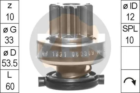 Фото 1 - бендикс стартера ERA ZN1631 Бендикс стартера ERA ZN1631 (фото 1)