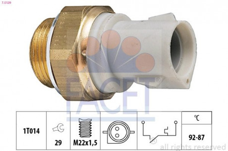 Датчик включения вентилятора Escort / Fiesta / Mondeo / Orion / Sierra 1.1-1.8 84-02 FACET 7.5129
