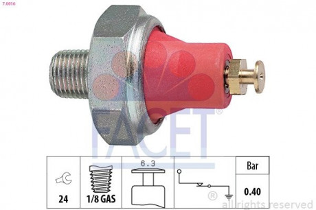 Датчик давления масла Toyota Hilux/Land Cruiser/Haice/Corolla/Carina/ Mazda 626/ FACET 7.0016