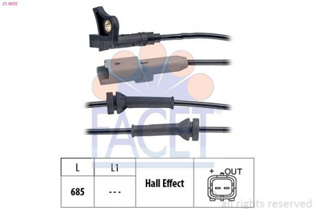 Датчик швидкості (ABS) FACET 21.0035