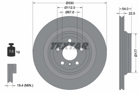 Тормозной диск TEXTAR 92273505 (фото 1)