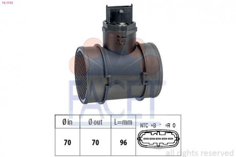 Расходомер воздуха (5 конт.) Combo 1.7Di / DTi 01- (48 / 55kw) FACET 10.1155