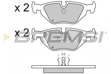 Тормозные колодки зад. BMW 3 (E36, E46) / 5 (E34) / 7 (E32) 86-06 (ATE) (123x43,6x16,7) BREMSI BP2498