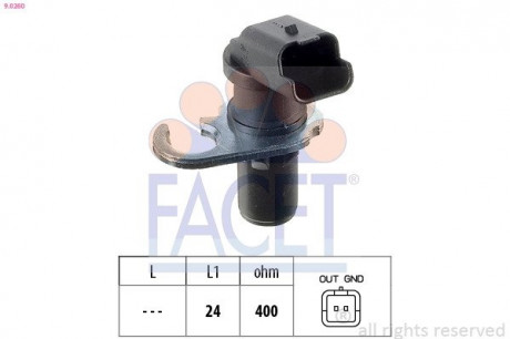 Датчик обертів коленвала Citroen Jumper/SCUDO/Peugeot 206, 307, 406 1.8-2.2D (98-) FACET 9.0260