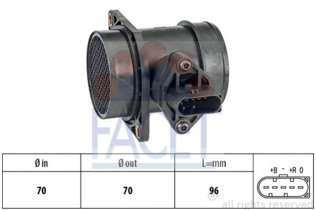 Расходомер воздуха (5 конт.) AUDI A4 / VW GOLF IV / SKODA OCTAVIA 1.8T 96-10 FACET 10.1441