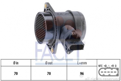 Расходомер воздуха (5 конт.) VW GOLF IV / SKODA OCTAVIA 1.2 / 1.8 / 2.0 96-10 FACET 10.1380 (фото 1)