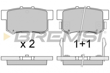 Тормозные колодки зад. Civic 98- / Accord 90-03 (Akebono) (47,5x89x14,5) BREMSI BP2544