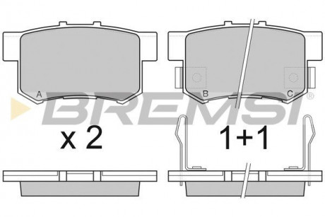 Тормозные колодки зад. Civic 98-01 / CR-V 01-06 (Akebono) (47,5x89x14,5) BREMSI BP2750