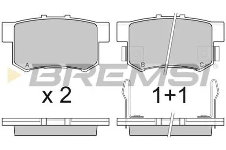 Гальмівні колодки зад. Civic 98-01 / CR-V 01-06 (Akebono) (47,5x89x14,5) BREMSI BP2750