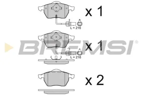 Тормозные колодки перед. Passat B5 / Audi A4 / A6 00-05 (с датчиком) BREMSI BP2816