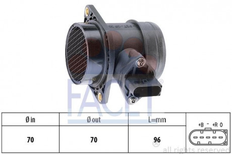 Регулятор потоку повітря (5 конт.) VW T4 / LT II 1.9D / 2.5D 95-06 (L = 96) FACET 10.1284