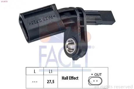 Датчик ABS перед / зад. Touareg 03- / Cayenne 02-07 / Audi Q7 06- Пр. FACET 21.0173